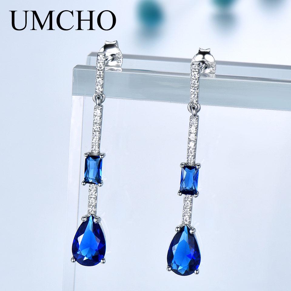 Visací náušnice pro ženy Náušnice s modrým safírem Drahokam Svatební Zásnubní Párty Šperky