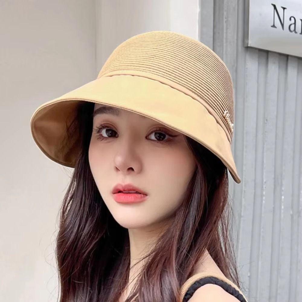 Solid Color Sunshade Cap Wide Brim Bucket Sunhat Simple Fisherman Cap  Camping