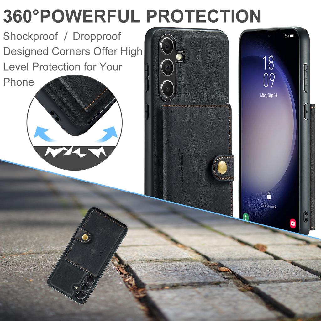 Für Samsung Galaxy S23 FE Retro Handyhülle mit abnehmbarer magnetischer Kartentasche