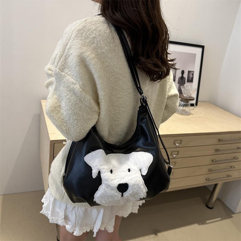 Dog Vintage Cartoon Pattern Underarm Bag Tote Bag Large Capacity Daily For