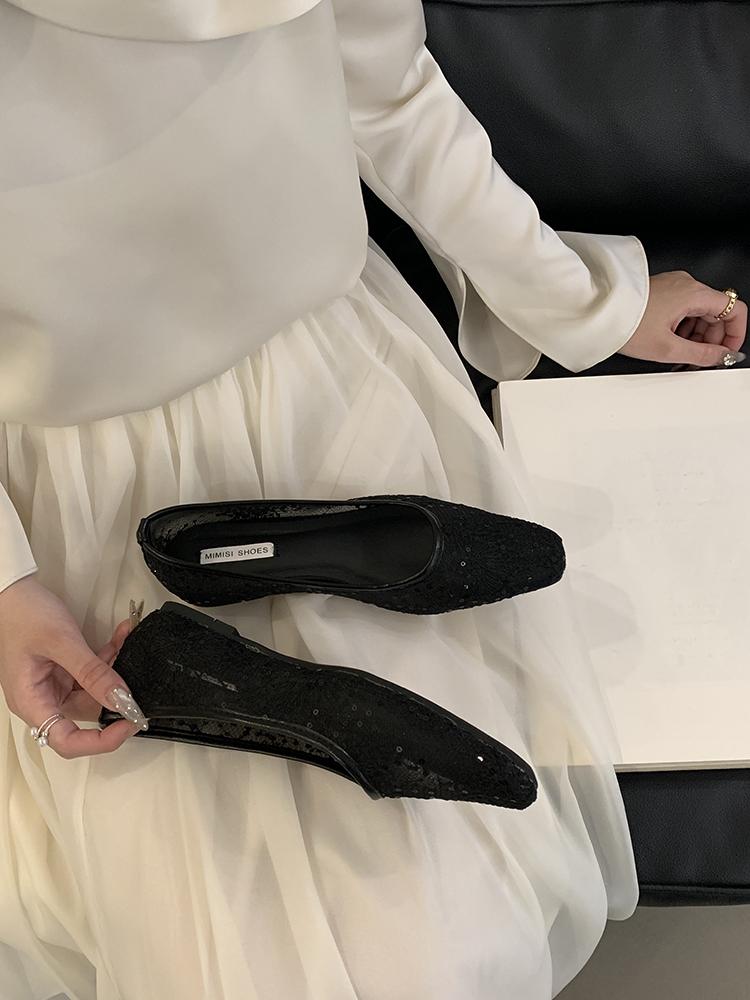 Fashion Lace New Women's Outdoor Mary Jane Shoes Chinese Style Square Toe Embroidery Jacquard Designer Walking Shallow Ladies Flats