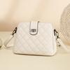 Genuine leather women's bag, new trendy embroidery thread rhombus shoulder messenger bag, first-layer cowhide bucket bag