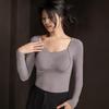 Women's Graphene Fleece-Lined Long Sleeve Underwear with Built-in Bra - 8866 Base Layer Top for Autumn/Winter