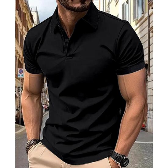 

Men s Summer Solid Color Top Popular Fashion Short Sleeves Slim Fit European and American Short Sleeves XXXL чорний