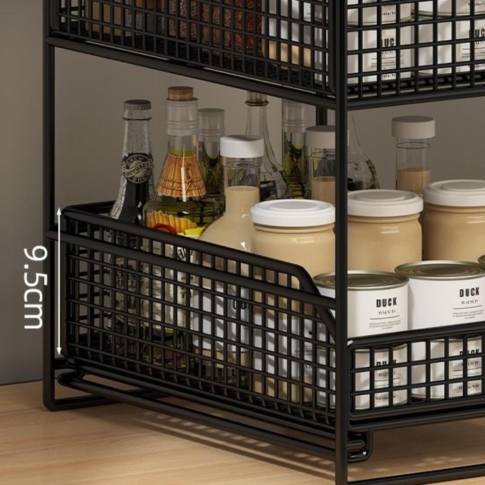 2 Tier Pull-Out Storage Rack with Drawers Countertop Storage Rack Home Organization