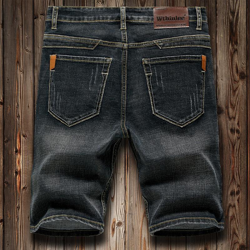 

Летние классические шорты джинсы мужские джинсовые брюки прямые эластичные повседневные крутые тонкие длиной до колена синие модные брендовые повседневные брюки 28 чёрный