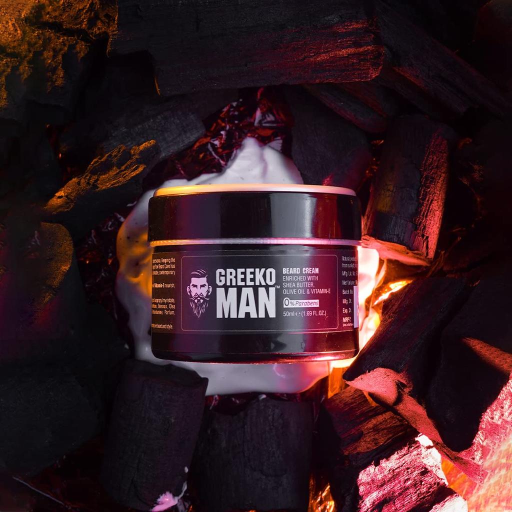 Vasu Greeko Man Beard Styling Cream For Men Softening Moisturizing Nourishing Beard Care With Shea Butter 50 Ml