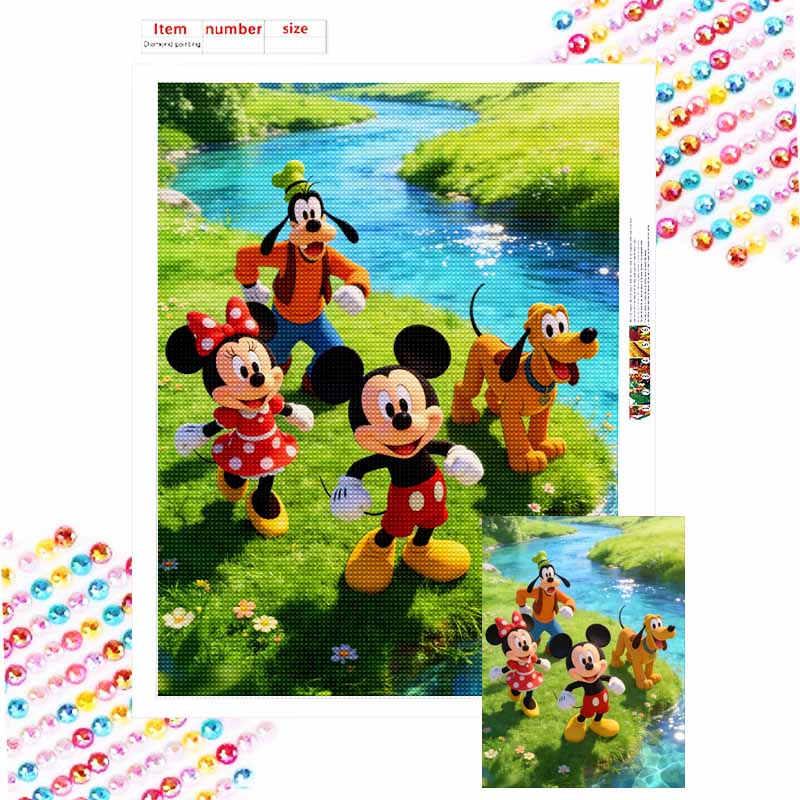 Disney Diamond Painting Kit Mickey Goofy Pluto Minnie Room Wall Decor Handmade Art Gift Round 20x30cm
