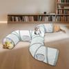 White Cat Tunnel Indoor Play Tube Fun Tunnel for Cats Small Pets Collapsible Muliti-Way with Play Ball Interactive Pet Playhouse