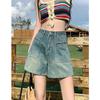 Women's High-Waisted A-Line Denim Shorts - Retro Wide-Leg Design for Spring & Summer