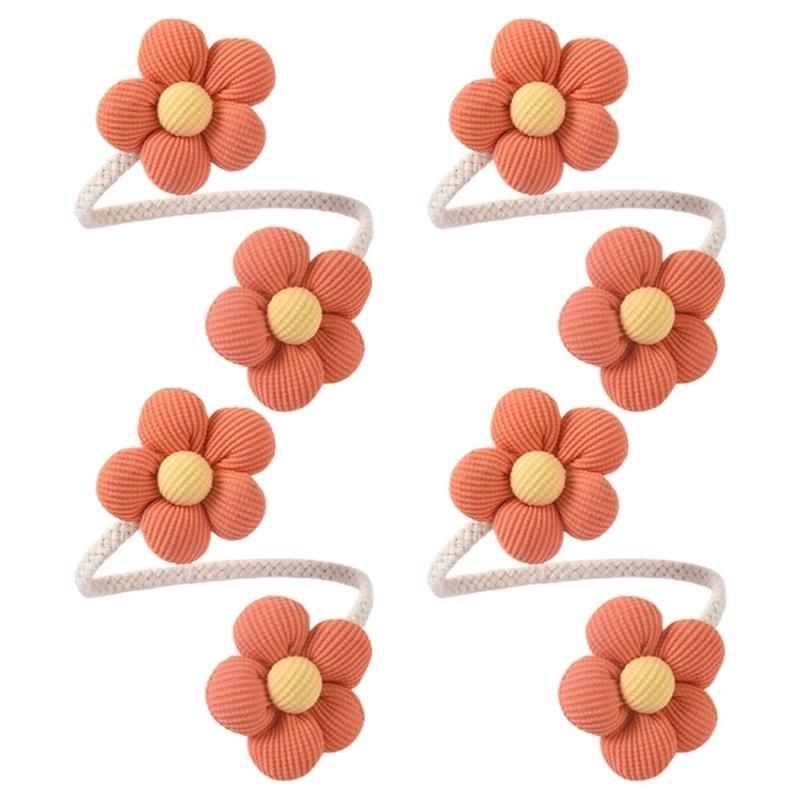 Ensemble de 4 Attache-rideaux Fleur Colorée Attaches Décoratives pour Draperies Attaches Corde Métallique pour Décorations de Fenêtre