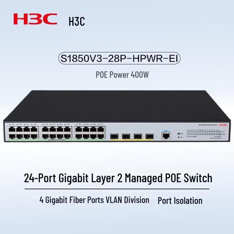 

H3C S1850V3-28P-HPWR-EI 28-Port Gigabit Managed PoE+ Switch