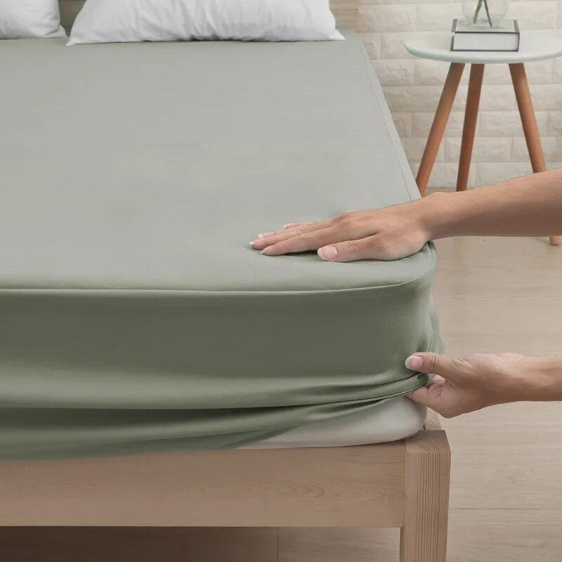 Solid Color Waterproof Bedspread Microfiber Mattress Protective Cover Waterproof Fitted Sheet Anti-mite Mattress 160x200cm