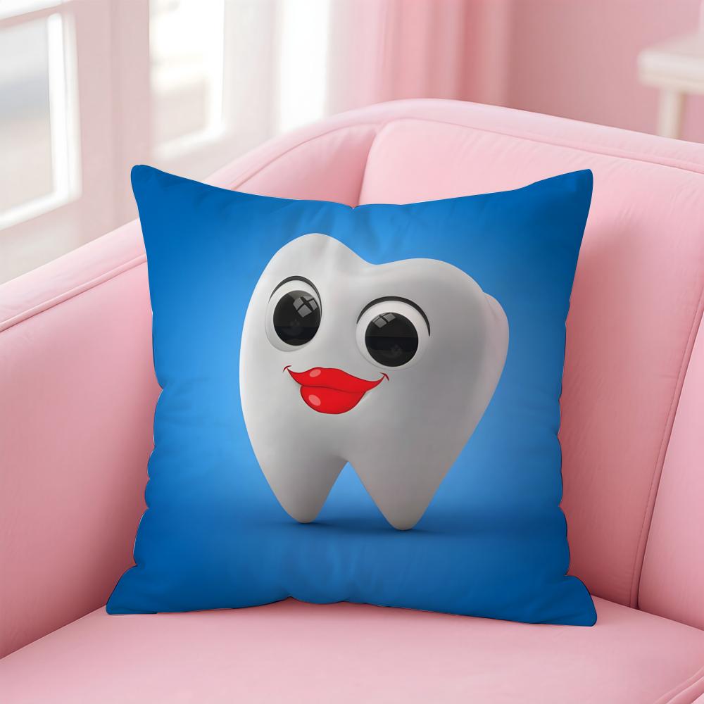 Cartoon Funny Teeth Anime Cushion Cover Pillow Case Soft Skin Friendly Fabric Concealed Zipper