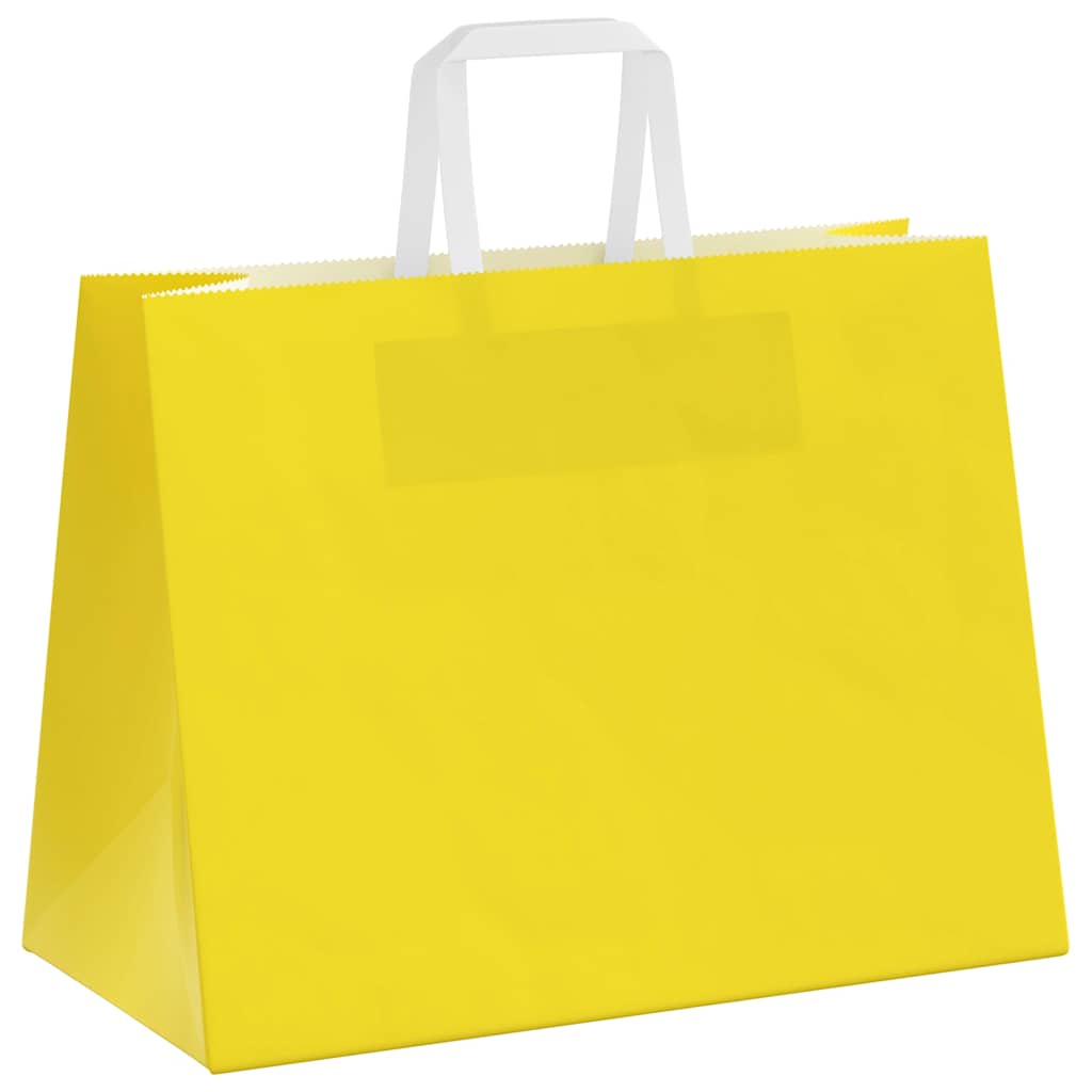 Paper Carrier Bags 50 Pcs with Handles Yellow 32x17x25 Cm