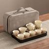 High-end Huang Ru Kiln Travel Kung Fu Tea Set Household Portable Cover Bowl Teacup Teapot Light Luxury Business Gifts