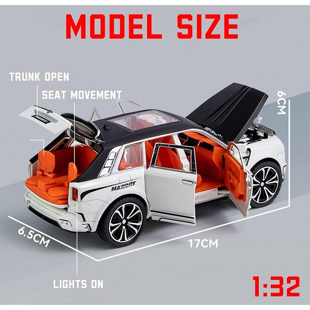 1/32 Scale Exclusive Alloy Metal Pull Back Die-cast Car CULLINAN MASORY Diecast Metal Pullback Toy Car with Openable Doors,Light Music Gifts Toy