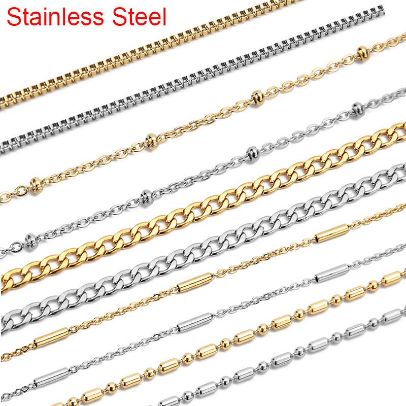 2meters Stainless Steel Link Box Ball Bead Chains Bulk Metal Necklace Bracelet Chains Lot Jewelry Making Supplies Accessories