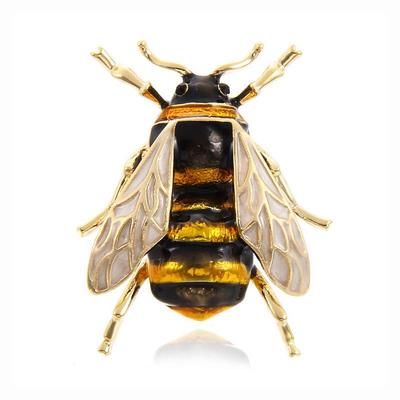 Elegant Enamel Bee Brooch - Versatile Animal Pin with Painted Alloy Finish