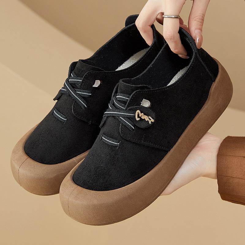 

Женские повседневные кроссовки на массивной платформе, легкие, из искусственной замши, на шнуровке, нескользящие, для ходьбы, удобные лоферы для работы в офисе, туфли 35 чёрный