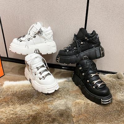 Punk Womens Ankle Boots Fashion Casual New Rock Female Chunky Shoes Metal Decoration Motorcycle Boots Women Platform Shoes