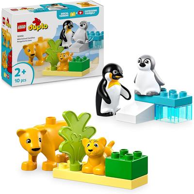 LEGO DUPLO Animal Family Penguin and Lion Building Blocks Toy for Kids Ages 1.5 To 4 Educational Playset 10442