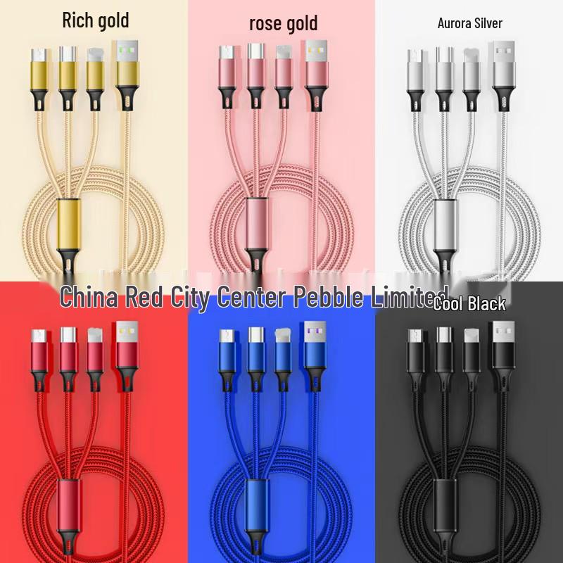 Customizable Braided 3-in-1 Fast Charging Cable with Logo Print 2A