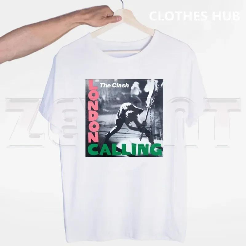 

Футболка мужская с коротким рукавом The Clash Album London Calling, повседневная, мужские топы, аниме футболка с принтом, белая футболка, женские футболки S
