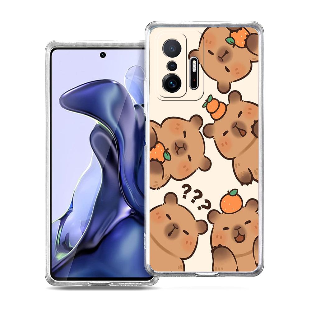 Cartoon Capybara Phone Case for Xiaomi Mi Poco F3 X3 X4 GT NFC M3 M4 11 Ultra 12 11X 11i Pro Lite 5G Soft Transparent Cover Bags