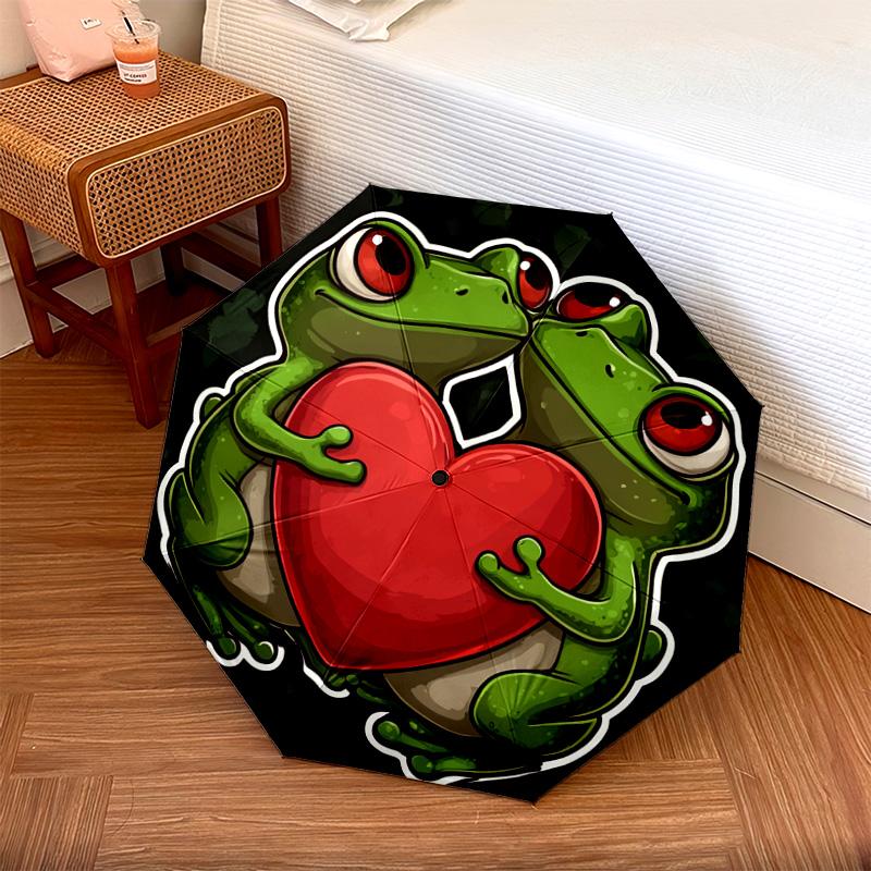 1 PC Automatic Folding Umbrella - Frogs Pattern, Portable & Foldable Design with 8 Ribs, Christmas Birthday Gifts