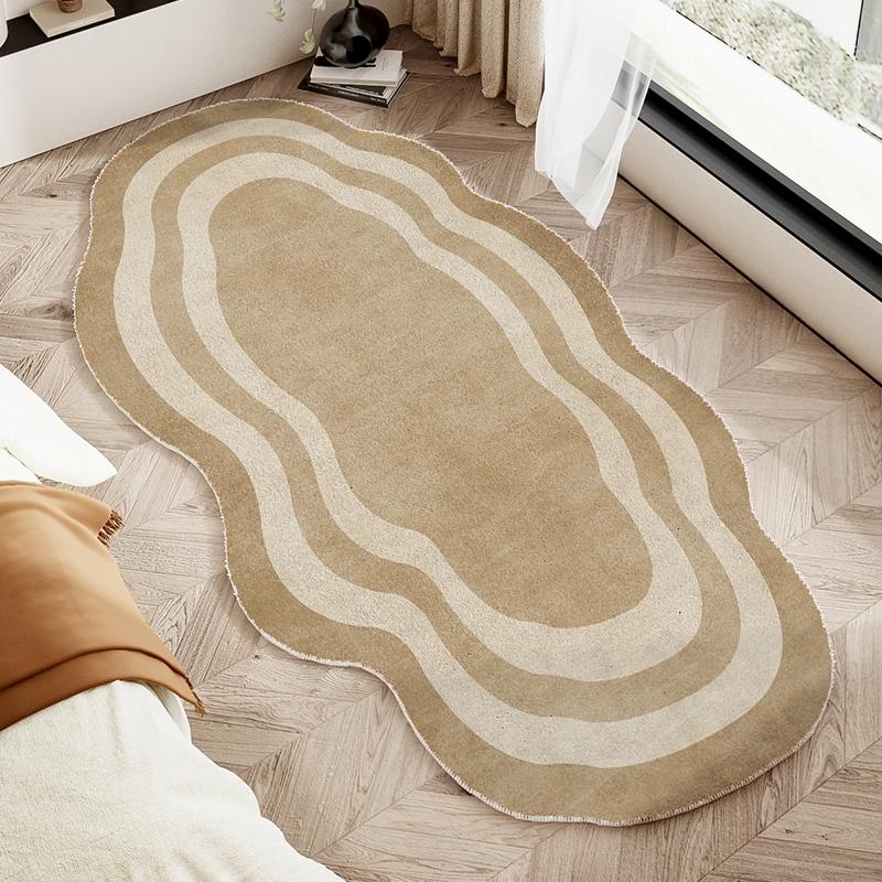 Cream Style Carpets for Living Room Irregular Shapes Bedroom Decor Carpet Thicken Plush Bedside Floor Mat Fluffy Soft Lounge Rug