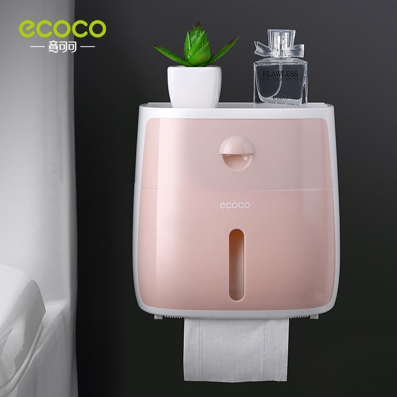 Toilet Tissue Box Paper Dispenser Toilet Perforation-free Wall Mounted Double-layer Storage Rack Paper Roll Holder