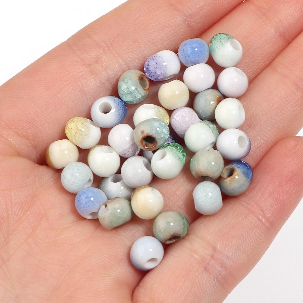 40pcs/lot 6mm Ice Crack Ceramic Beads Round Loose Spacer Beads For Jewelry Making DIY Bracelet Necklace Earrings Accessories
