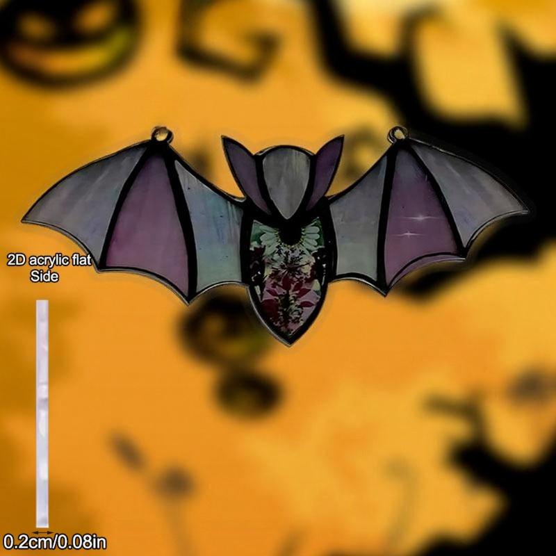 1pcs Halloween Decor Acrylic Stained Bat Suncatcher Hanging Ornament Goth Car Accessories Bat Car Hanging Accessories, Acrylic Sign