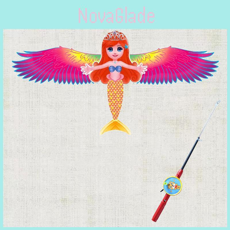 Aquilone Portatile per Bambini Mini Canna da Pesca Aquilone Dinamico Canna da Pesca Mini Portatile in Plastica Stand per Aquiloni