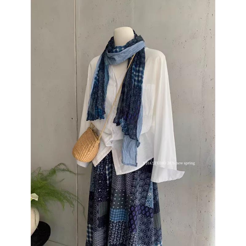 

Women s Sun Protection Cover-up Shirt & Patchwork Print Skirt Set XL