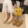 Soft Bottom Breathable Hollow Hole Shoes Fairy Style with Skirt Round Head Flat Bottom One Word Buckle Belt Mary Jane Slippers