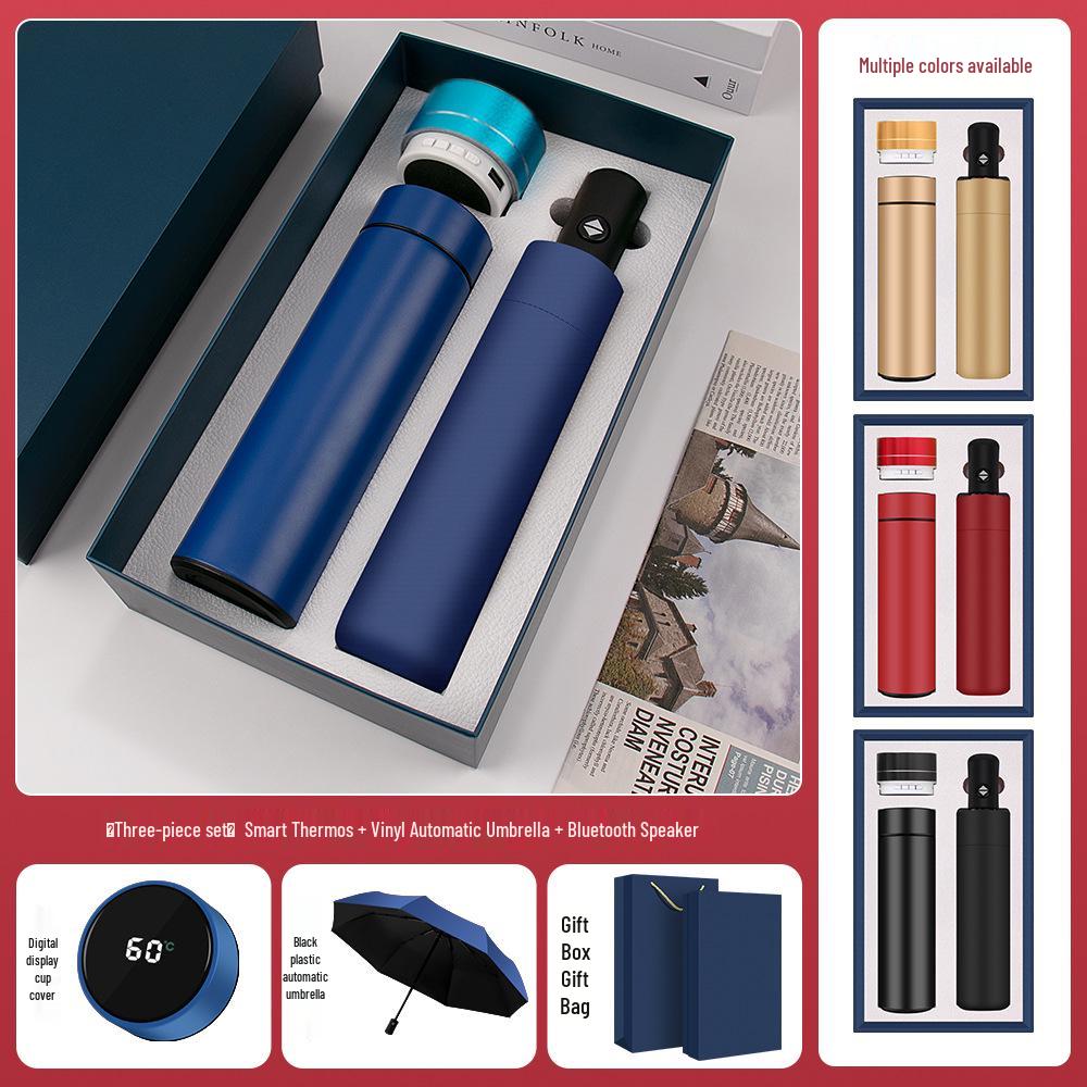 High-End Dragon Boat Festival Gift Set: Insulated Cup, Neck Massager, and Umbrella
