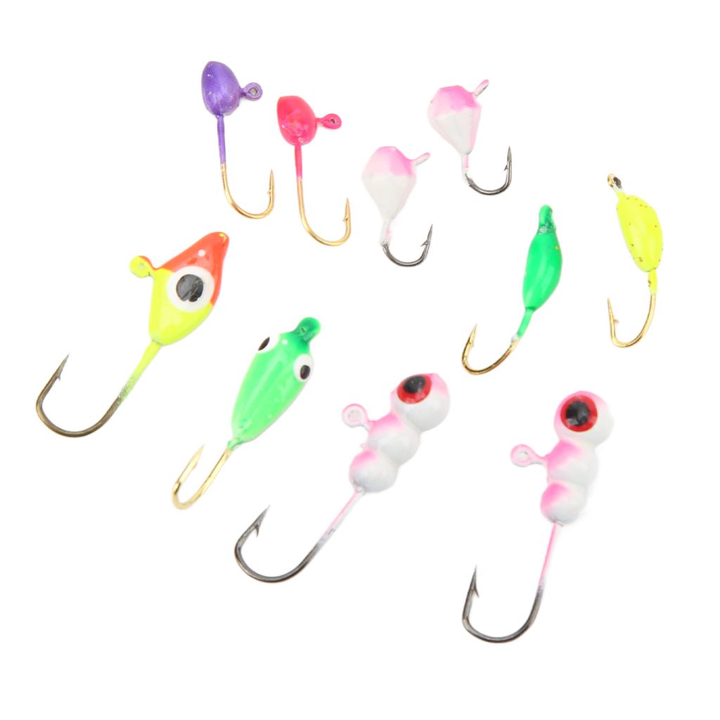 Ice Fishing Jigs Set with Color Metal Head High Carbon Steel Ice Fishing Equipment for Outdoor