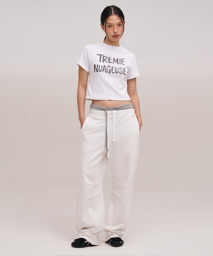Jolliangbol Scratch Point Balloon Sweat Pants (White)