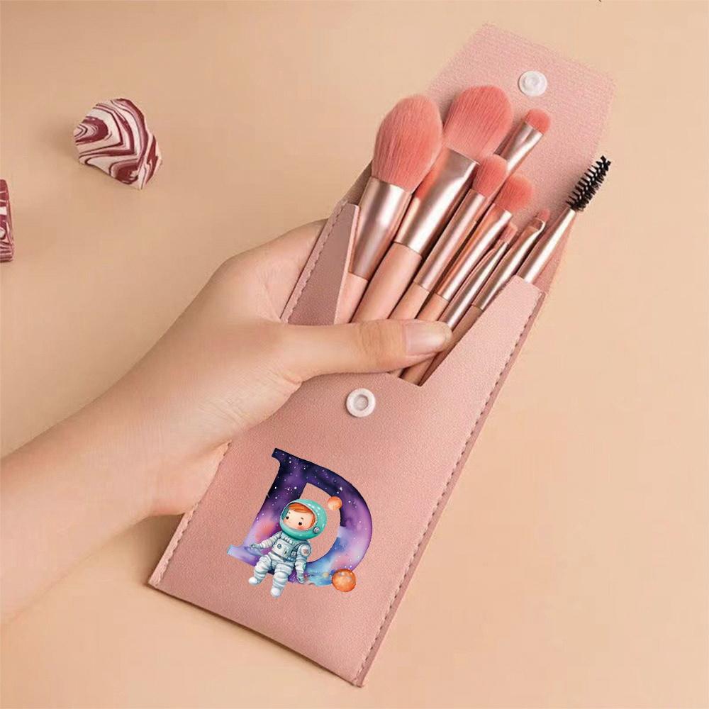 Premium Makeup Brushes Kit 8 Pieces Portable Blush Concealer Eyeshadow Brushes Synthetic Bristles Astronaut Letter Pattern