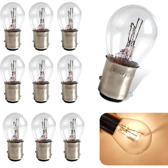 10 PCS 1157 Car Brake Light Bulb, P21/5W BAY15D Dual Contact Halogen Lamp Replacement, Universal Tail Light, For Most Cars, Trucks And Vans (White)