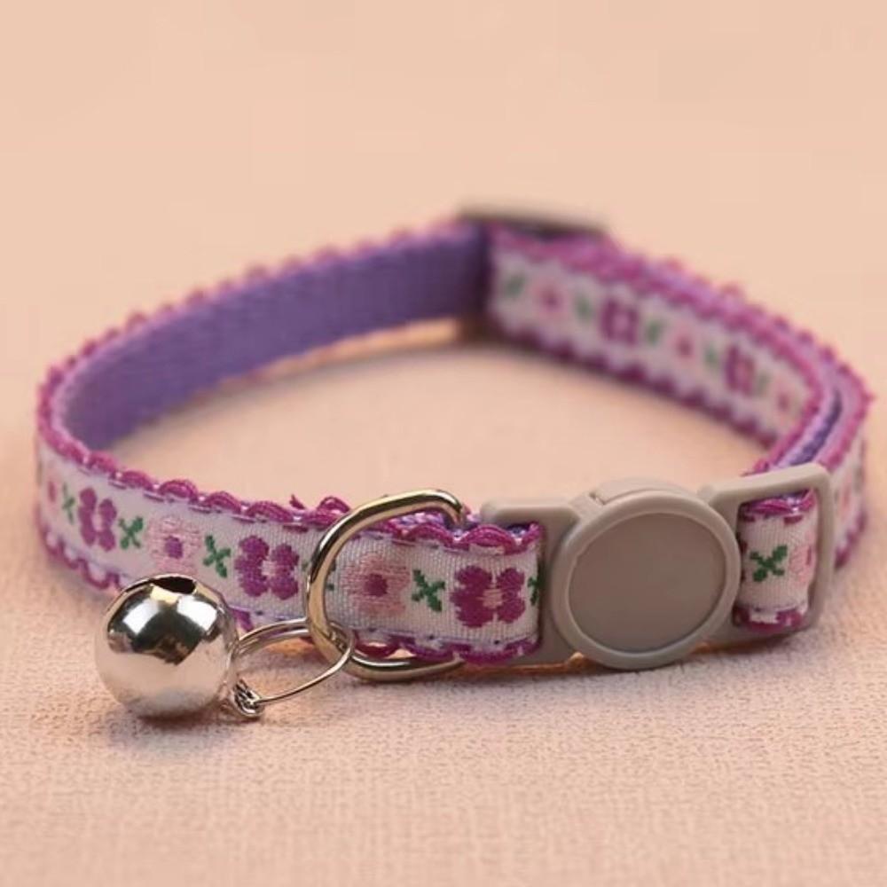 Floral Embroidered Cat Collars Adjustable Cat Supplies New Pet Collars
