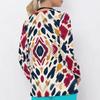 Women Plus Size Printed V Neck Long Sleeve Nurse Scrub Top With Front Pockets