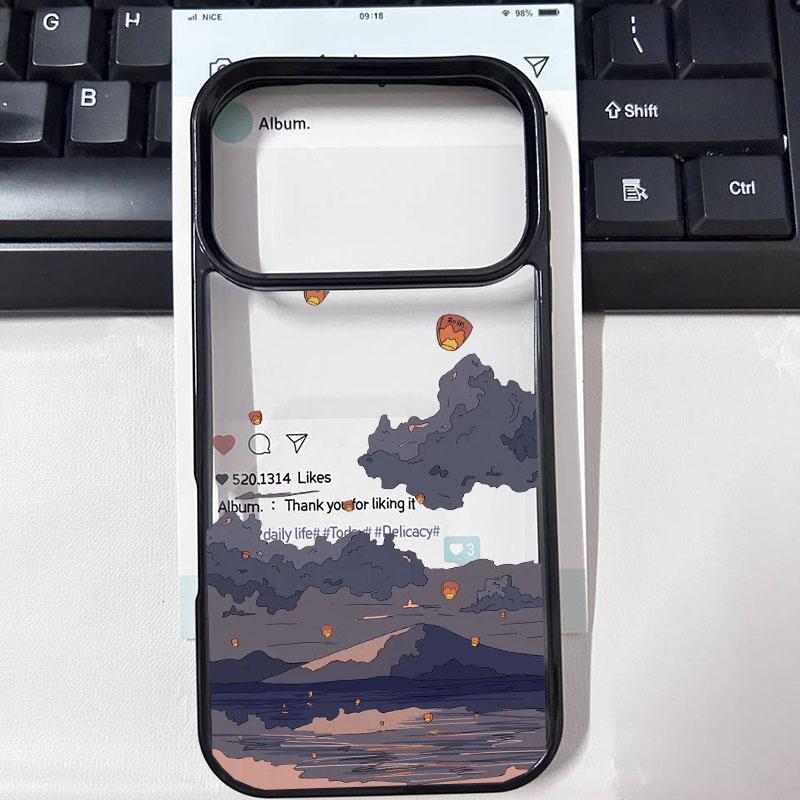 Japan Anime Sunset Mountain Landscape Phone Case For iPhone 17 17 Pro Max 17Pro 17Air Scenery Shockproof Clear Hard Cover Coque