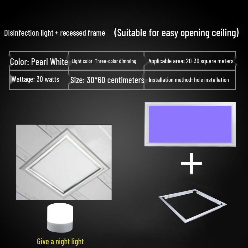 Ceiling-Mounted Ultraviolet Germicidal Panel Light for Bathroom & Kitchen