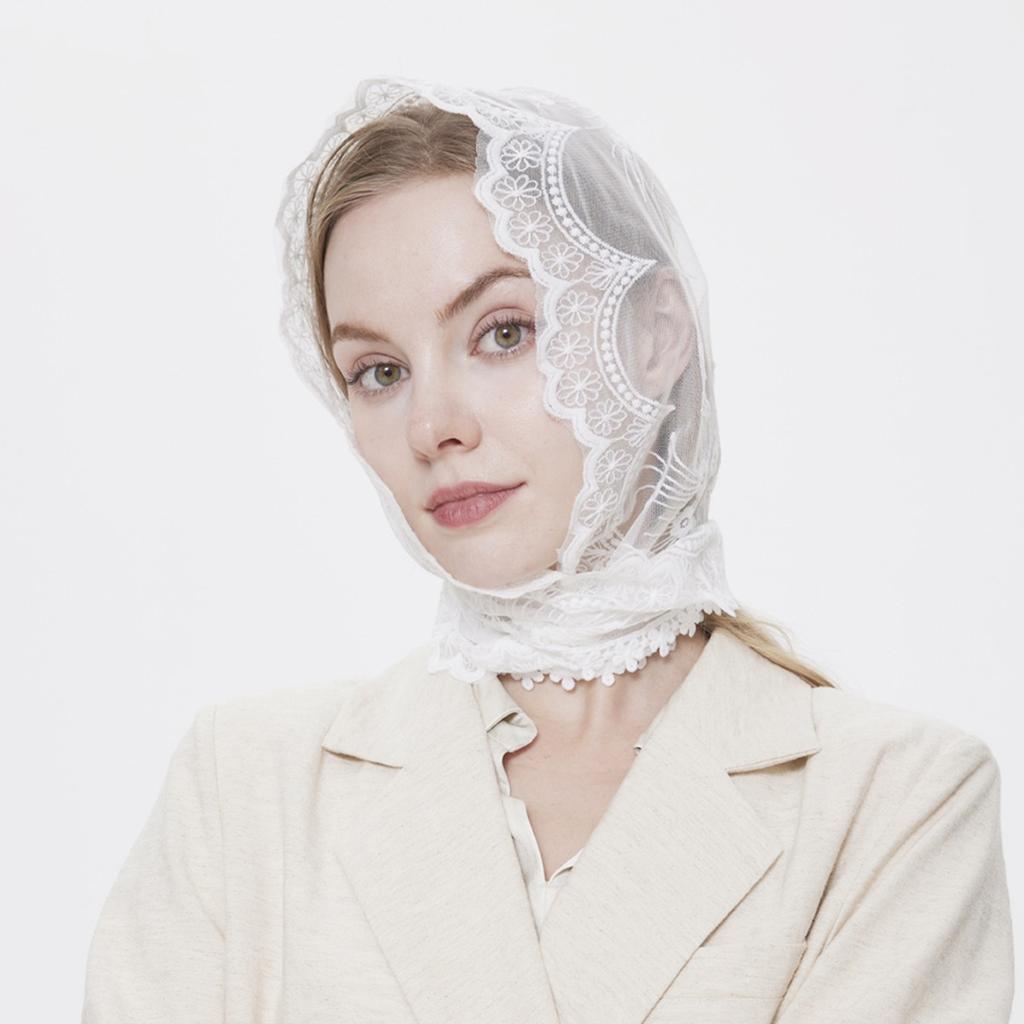Voal Mantilă Dantelă Vintage Eșarfă de Cap Biserică pentru Mireasă Catolică Voal Eșarfă de Cap Catolică Articole de Acoperământ Vacanță la Plajă Bandane