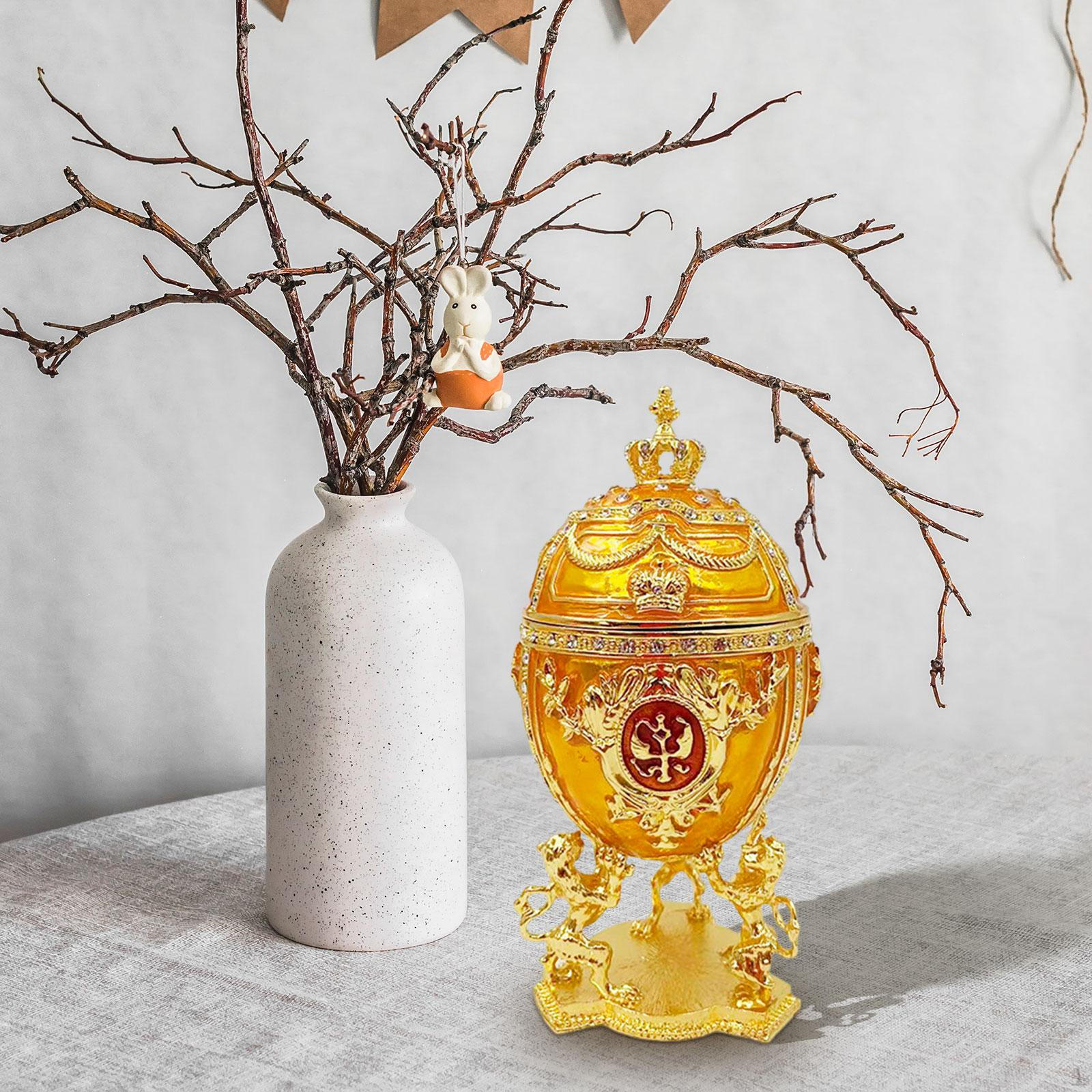 

Яйцо Шкатулка для безделушек Эмалированная бижутерия для браслетов серег золотой