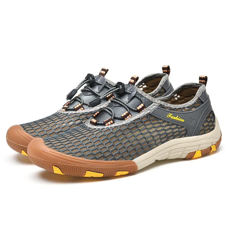 Letnie Męskie Outdoorowe Buty Trekkingowe z Siatki Mężczyźni Trekkingowe Górskie Szlakowe Wspinaczkowe Śledzące Oddychające Lekkie 38-46