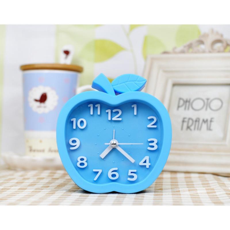 Creative children's alarm clock Candy color apple clock Children's bedside clock Mute alarm clock
